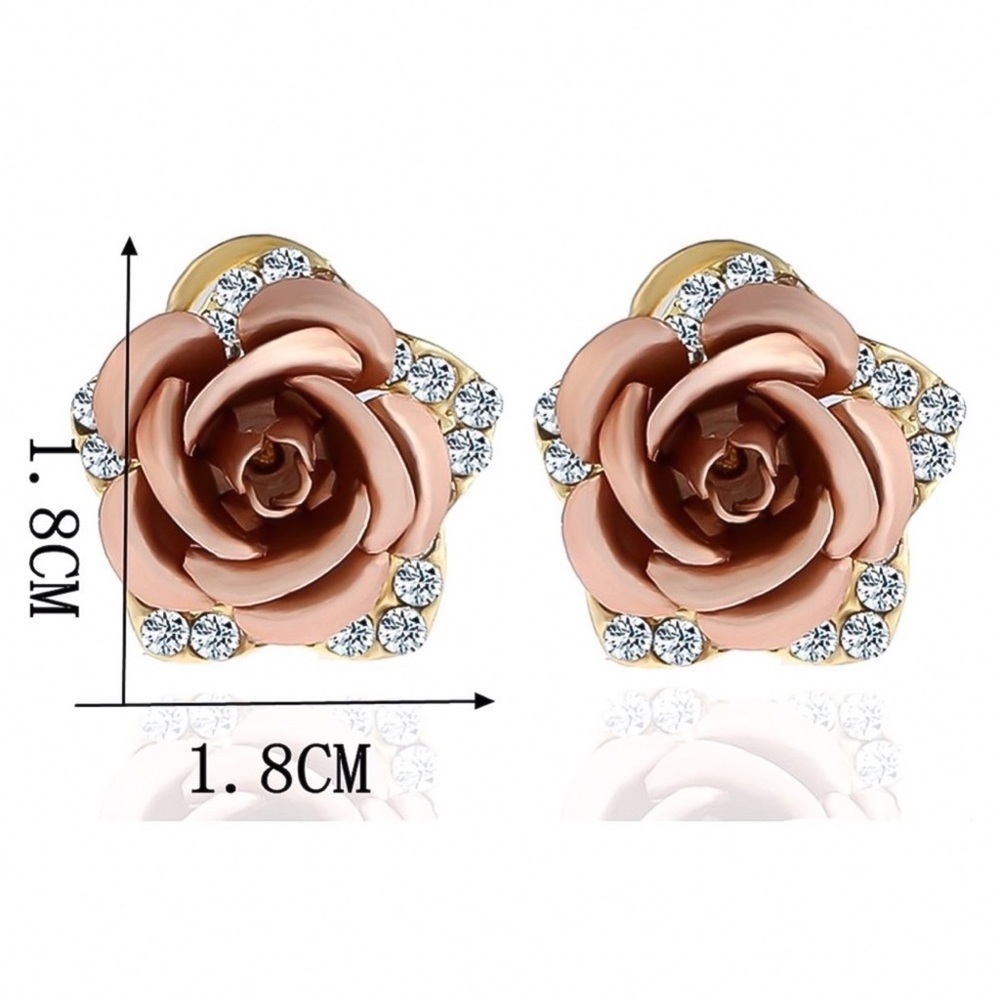 Champagne Pink Rose Gold Studs w/CZs - Picture 5 of 7
